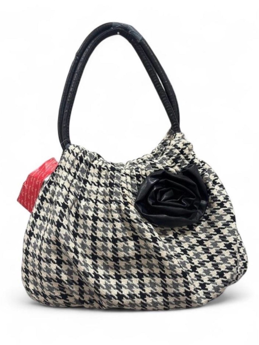 American eagle outfitters Houndstooth Shoulder Bag with Black Rosette